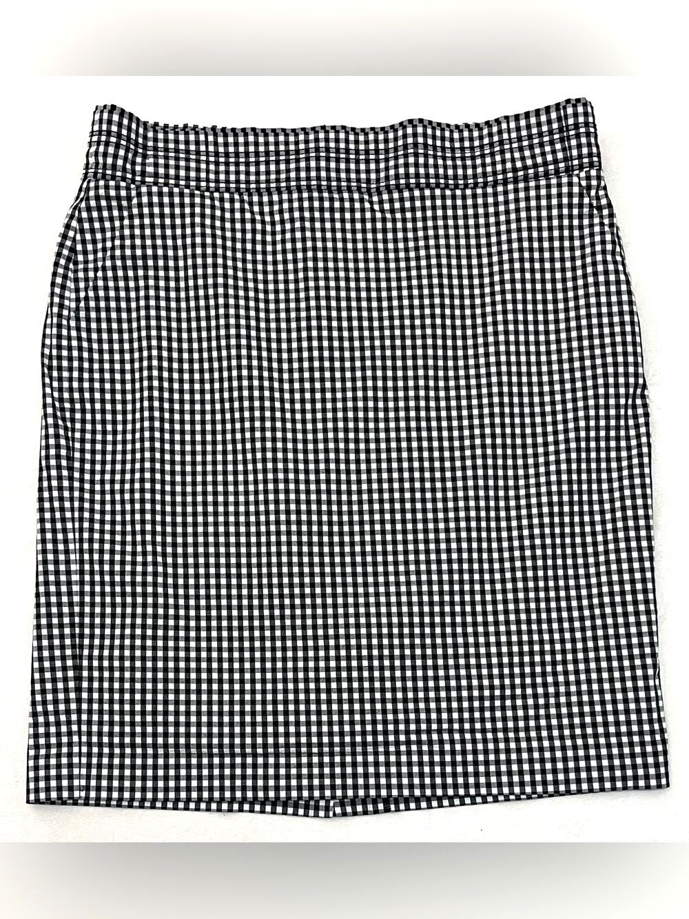 Ann Taylor Classic Black & White Checkered Gingham Back Zip Pencil Skirt Size 16